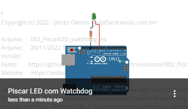 Projeto Piscar LED com Watchdog no site Wokwi